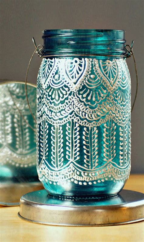 Lace Henna Mason Jar Lantern Diy Idea Productdesign