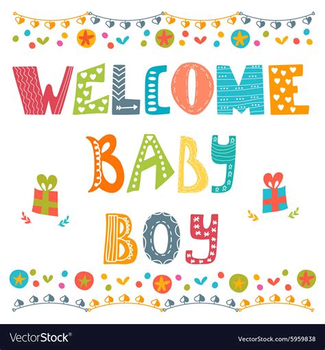 Welcome Baby Boy Baby Boy Arrival Card Baby Boy Vector Image