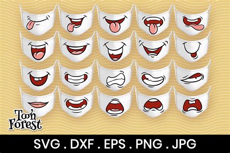 20 Funny Mouths SVG DXF EPS PNG Cut Files For Face Mask 769267