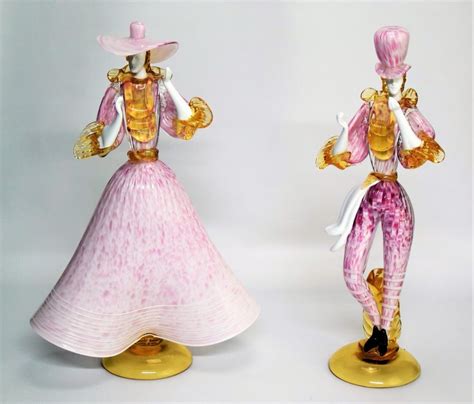 Vintage Murano Glass Dancer Figurines Pink Swirl Color Venetian Glass 14 Pottery And Glass