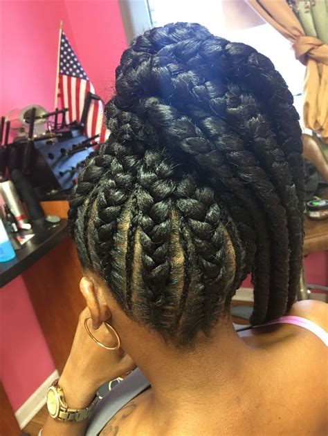 Feed In Braids Into A Pony Tail Hair In 2019 Hair
