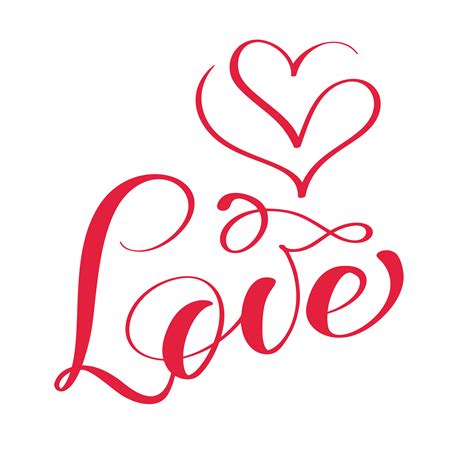 Red Love Calligraphy Lettering Vector Word With The Logo Of Hearts