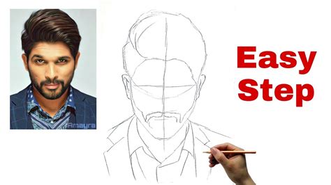 Very Easy Allu Arjun Drawing How To Draw Outline Youtube