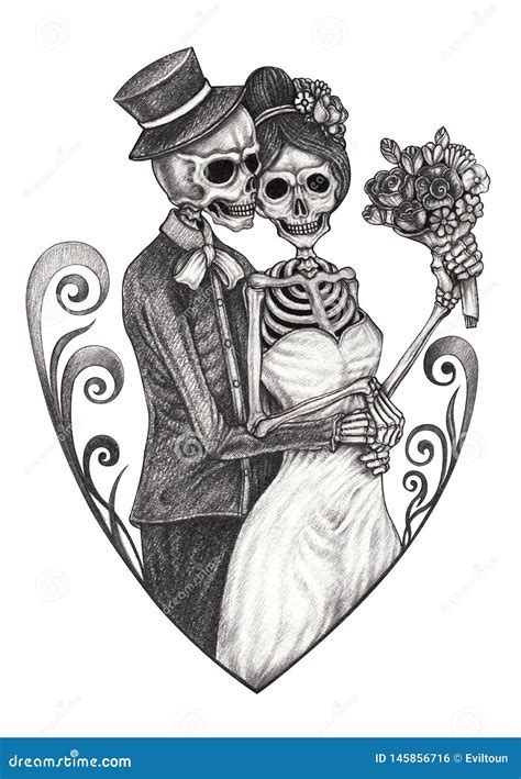 Art Couple Wedding Skull Stock Illustration Illustration Of Gemstone