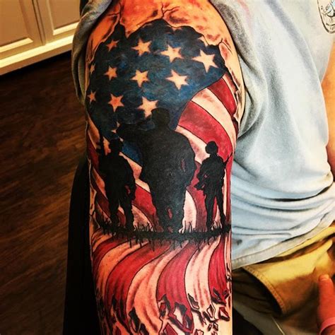 Right Shoulder Partial Sleeve 3d Veteran Tattoo Veteran Ink
