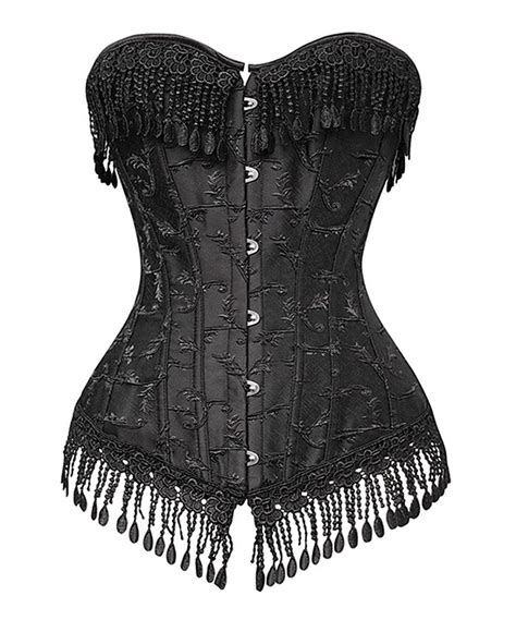 Black Embroidered Fringe Corset By Daisy Corsets Zulily Women