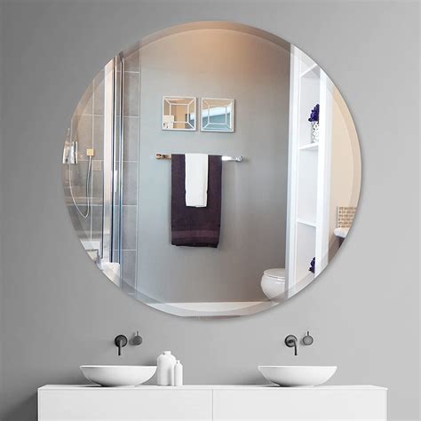 Jenbely 28 Inch Round Frameless Bathroom Mirror Circle