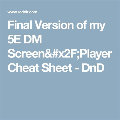 Final Version Of My 5E DM Screen Player Cheat Sheet DnD Dm Screen