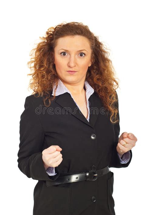 Furious Business Woman Showing Fists Stock Image Image Of Caucasian