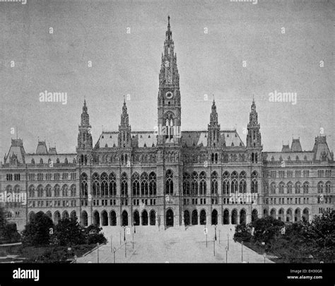 Early Autotype Of The Town Hall Of Vienna Austria 1880 Stock Photo
