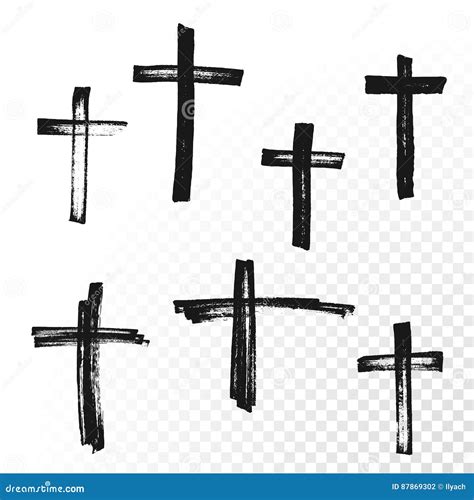 Crucifix Cross Hand Drawn Paint Brush Vector Icon Stock Vector