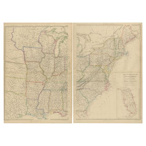 1844 Map Of The United States Antique Map Featuring The Republic Of