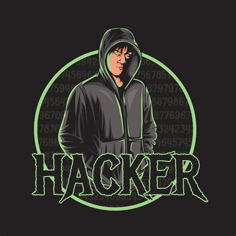Premium Vector A Hacker Man In A Dark Hood Logo
