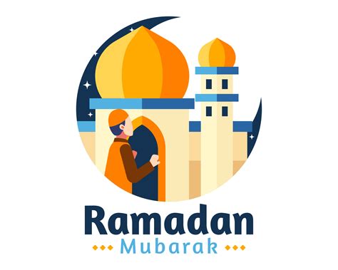 Ramadan Mubarak Background With Man Praying In Front Of Mosque 1217492