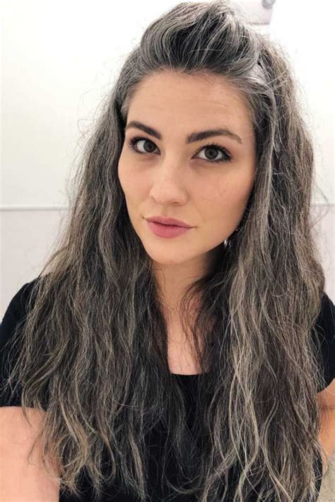Simple Half Up Saltandpepperhair Halfup ️ Salt And Pepper Hair Color Is Here To Prove That