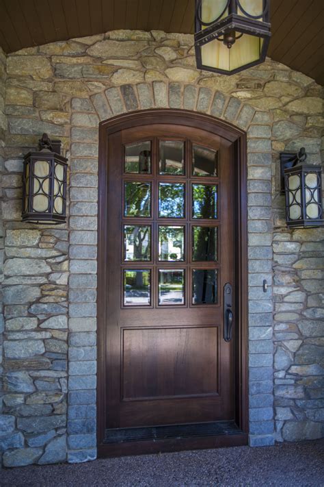 Rustic Front Door With Stone K2 Stone