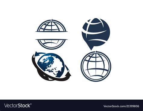 World Globe Logo Design Template Set Royalty Free Vector