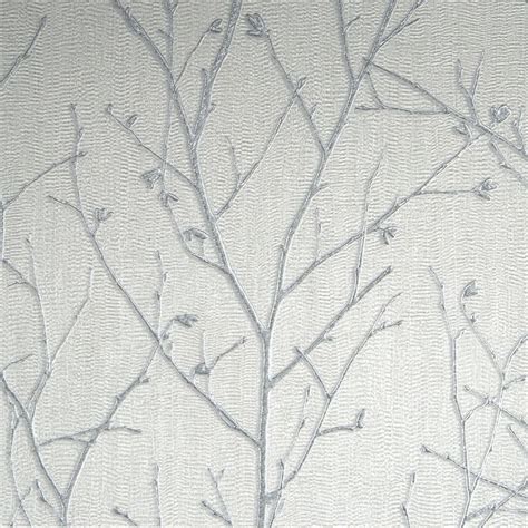 Boutique Water Silk Sprig Wallpaper Light Silver Silver Wallpaper