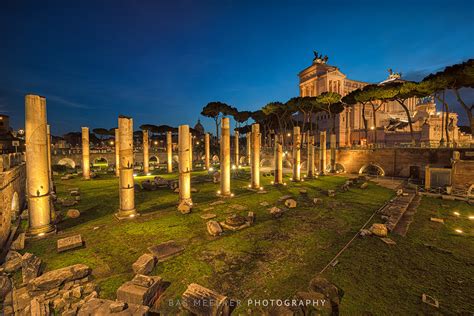 The Ruins Of Romans Forum In Rome With A Beautiful Colorful Sky In The