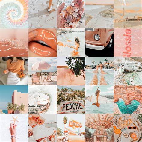 Beach Peach Aesthetic Wall Collage Kit Beach Aesthetic Etsy