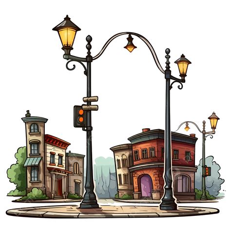 Cartoon City Street Light Clip Art Street Light Lamp Png Transparent