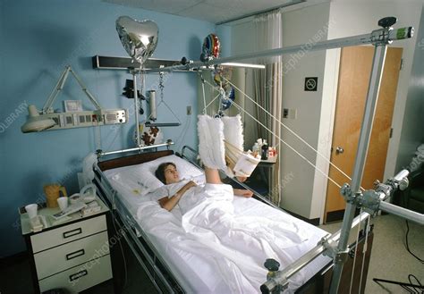 Young Woman Lying In Hospital Bed Stock Image M5400068 Science