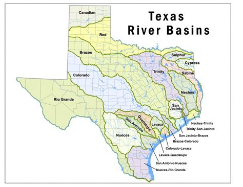 Texas Creeks And Rivers Map Free Printable Maps