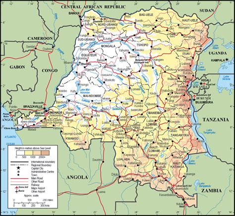 Large Detailed Physical And Administrative Map Of Congo