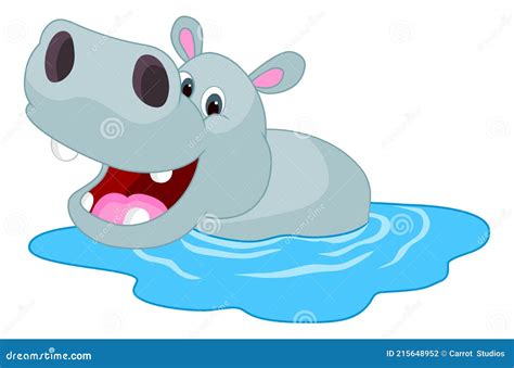 Hippo In Water Cartoon Animal Clipart Stock Vector Illustration Of