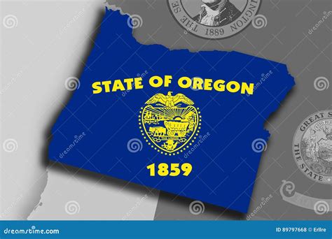 Oregon Map And Flag Stock Photo 89797668