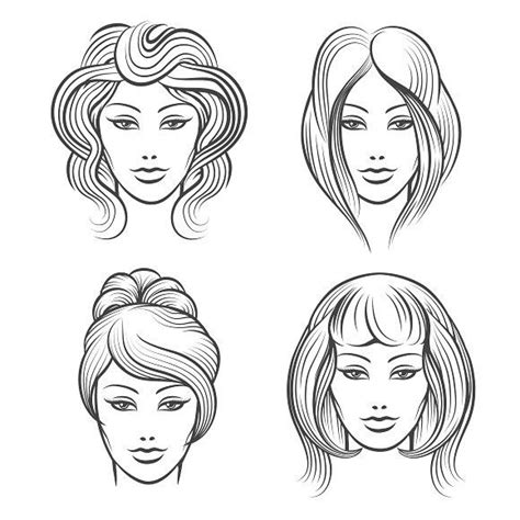 Womens Faces With Hairstyles Hair Sketch Hair Illustration Fashion