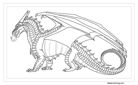 Wings Of Fire Coloring Pages Night Seawing Lineart By