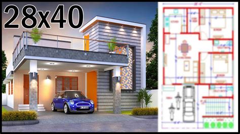 28x40 House Plan With Elevation 28 0x40 0 Ghar Ka Map With Front