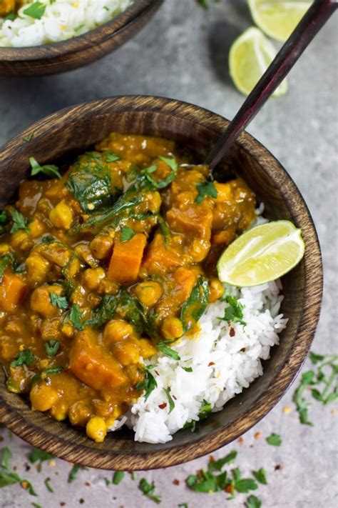 Sweet Potato Chickpea And Spinach Coconut Curry The Vegan