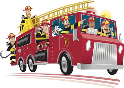 Fire Truck And Fireman Cartoon