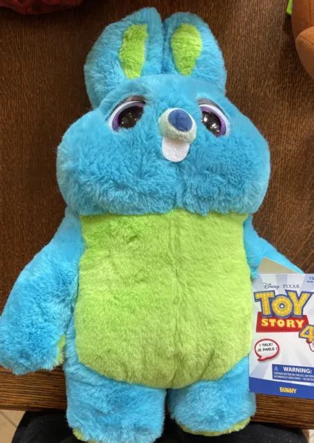 Disney Store Toy Story 4 Talking Bunny 15 Plush Blue Green Pixar 19
