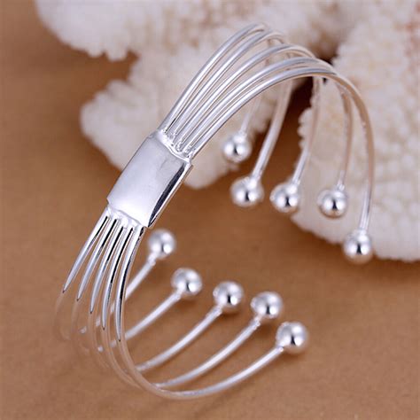 There are two kinds of silver bracelets offered in our online jewellery shop. Unisex Men Womens 925 Sterling Silver Cuff Bangle Beads ...