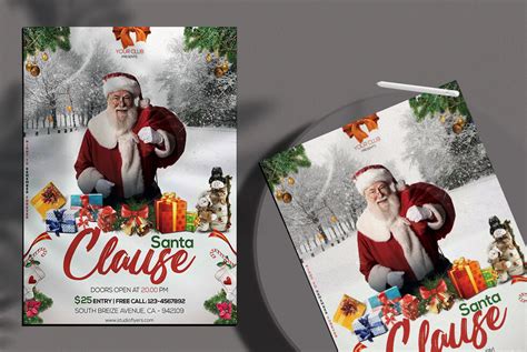 Snowy Santa Clause Christmas Flyer Template Free Resource Boy