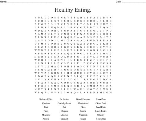 Healthy Eating Word Search Printable Word Search Printable