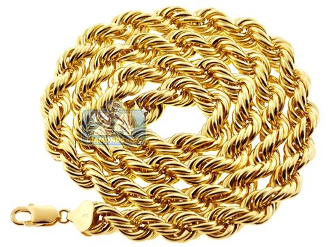 Maybe you would like to learn more about one of these? Real 10K Yellow Gold Hollow Rope Mens Chain Necklace 10 mm