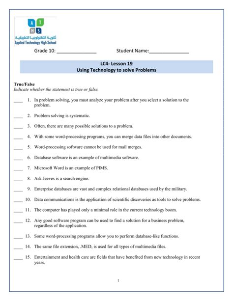 Cit In The Community Worksheet