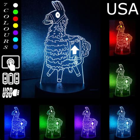 Game Fort Nite 3d Lamp Led Night Light 7 Color Usb Touch Table Desk