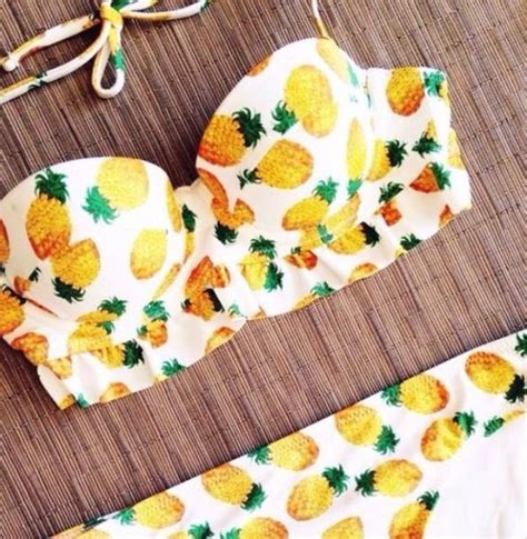 fruits pineapple print pineapple pineapple swimsuit bikini patterned bikini bottoms