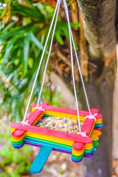 Popsicle Stick Bird Feeder Craft Made With Happy