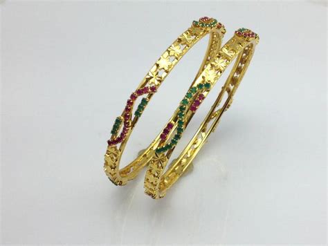 ruby emerald gold look bangles real look sri fine jewellery 334400