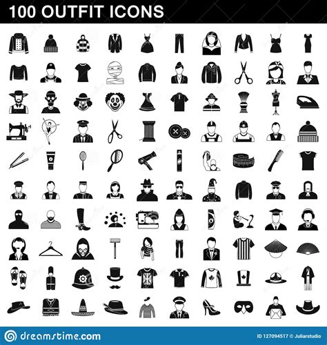 100 Outfit Icons Set Simple Style Stock Illustration Illustration Of