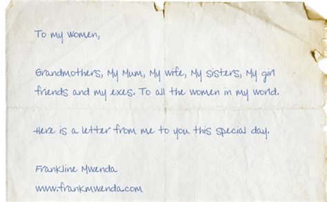 A Letter To The Women In My Life Frankmwenda