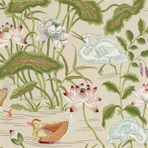 schumacher fabric lotus garden parchment fabric