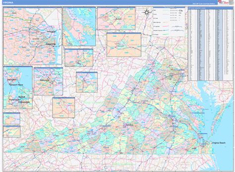 Virginia Wall Map Color Cast Style By Marketmaps Mapsales