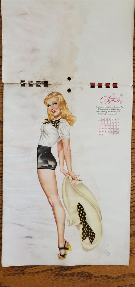 1940s Varga Pin Up Calendar Girls Wwii 1946 Esquire Joaquin Alberto Vargas Y Chavez Vintage